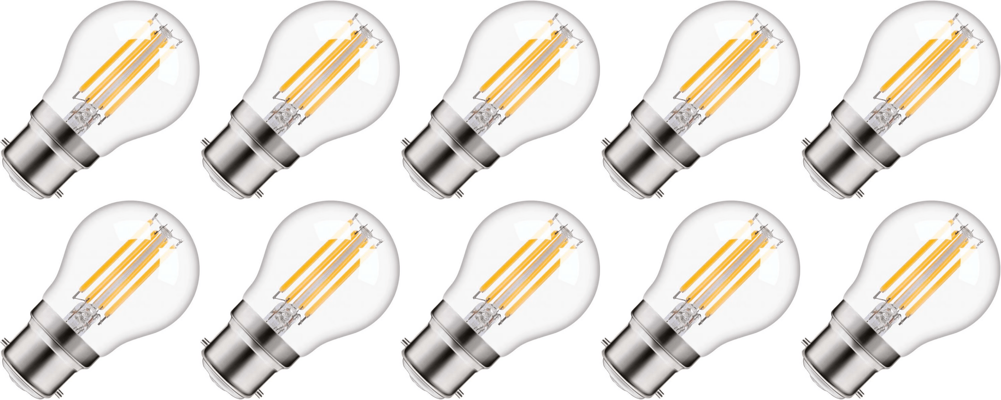 Lighto | Filament LED | Douille à baïonnette B22d | Ampoule sphérique | Claire | 45mm | 5W | Lot de 10