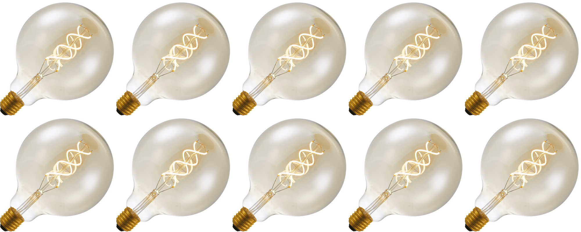 Lighto | Filament LED | Culot large E27 | Lampe globe | Doré | 125mm | 5W | 10 pièces