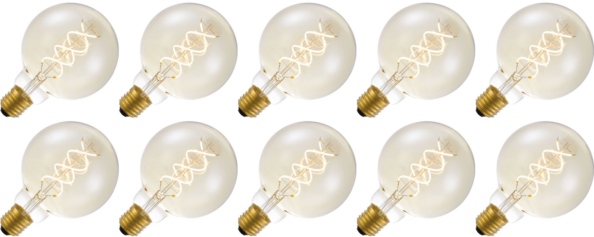 Lighto | Filament LED | Gros culot E27 | Lampe globe | Doré | 95mm | 5W | 10 pièces