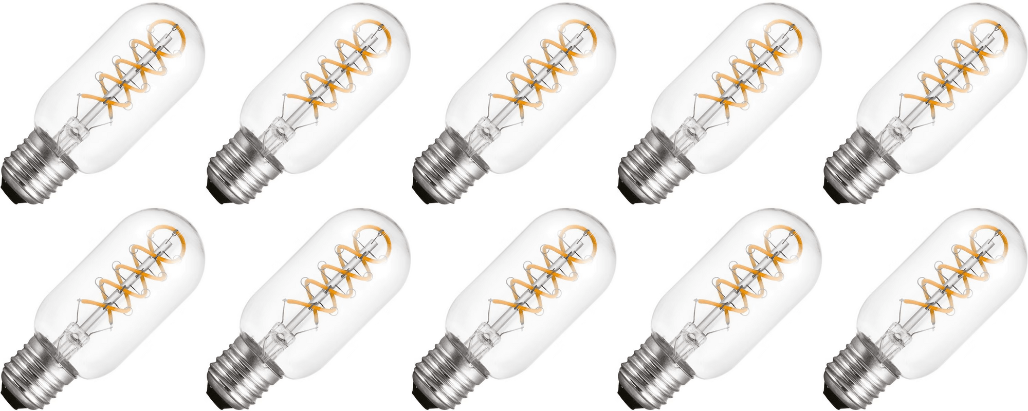 Lighto | Filament LED | Gros culot E27 | Lampe tubulaire | Claire | 45mm | 5W | Lot de 10