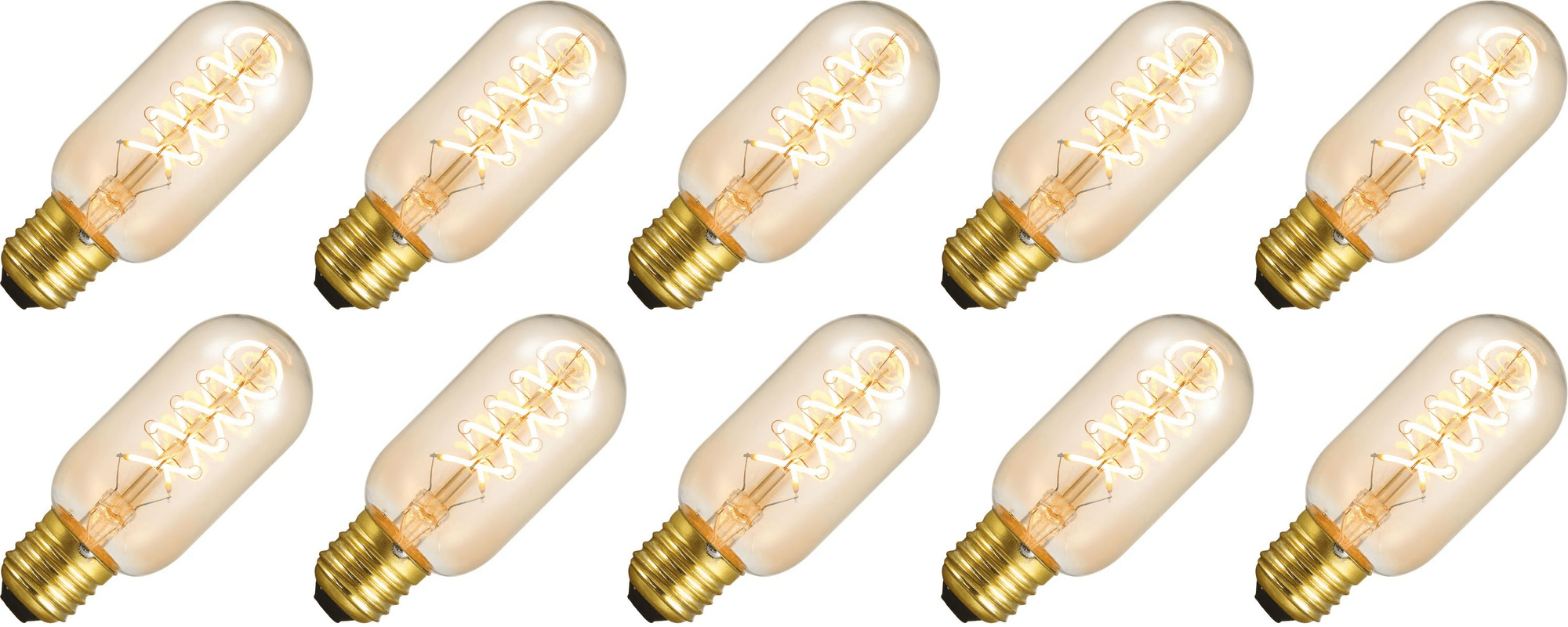 Lighto | Filament LED | Gros culot E27 | Lampe tube | Doré | 45mm | 5W | 10 pièces