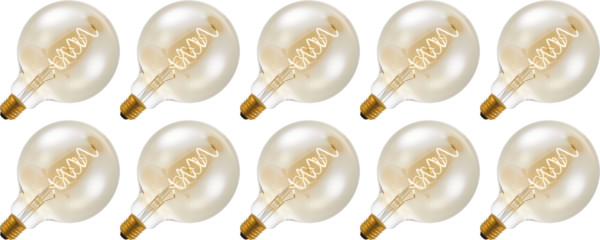 Lighto | Filament LED | Douille grande E27 | Lampe globe | Doré | 125 mm | 4W | 10 pièces