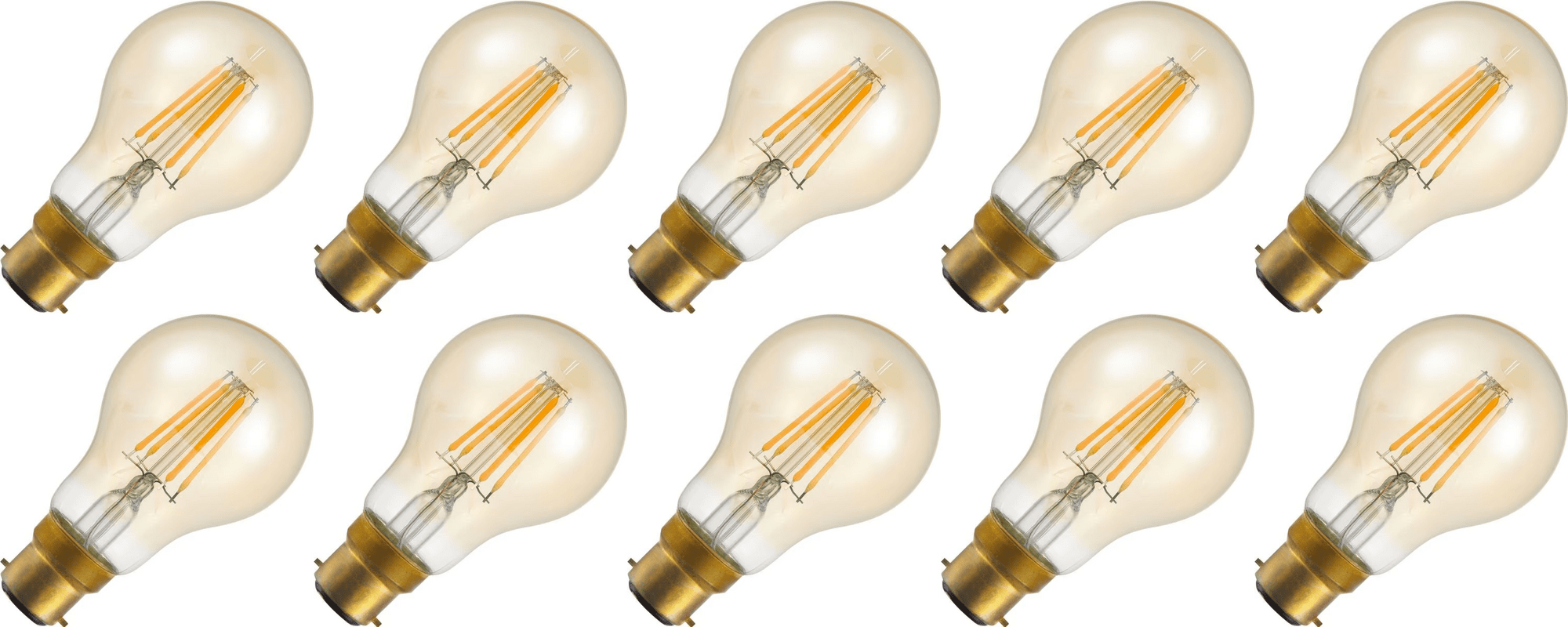Lighto | Filament LED | Douille à baïonnette B22d | Ampoule standard | Or | 60mm | 4W | Lot de 10
