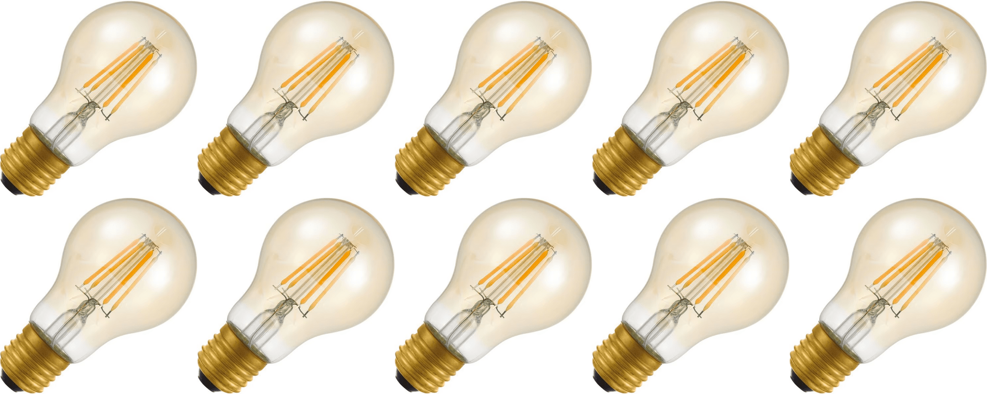 Lighto | Filament LED | Gros culot E27 | Ampoule standard | Or | 60mm | 4W | Lot de 10