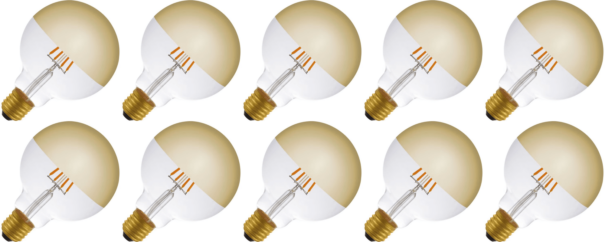 Lighto | Filament LED | Gros culot E27 | Lampe globe | Doré | 95mm | 4W | Lot de 10