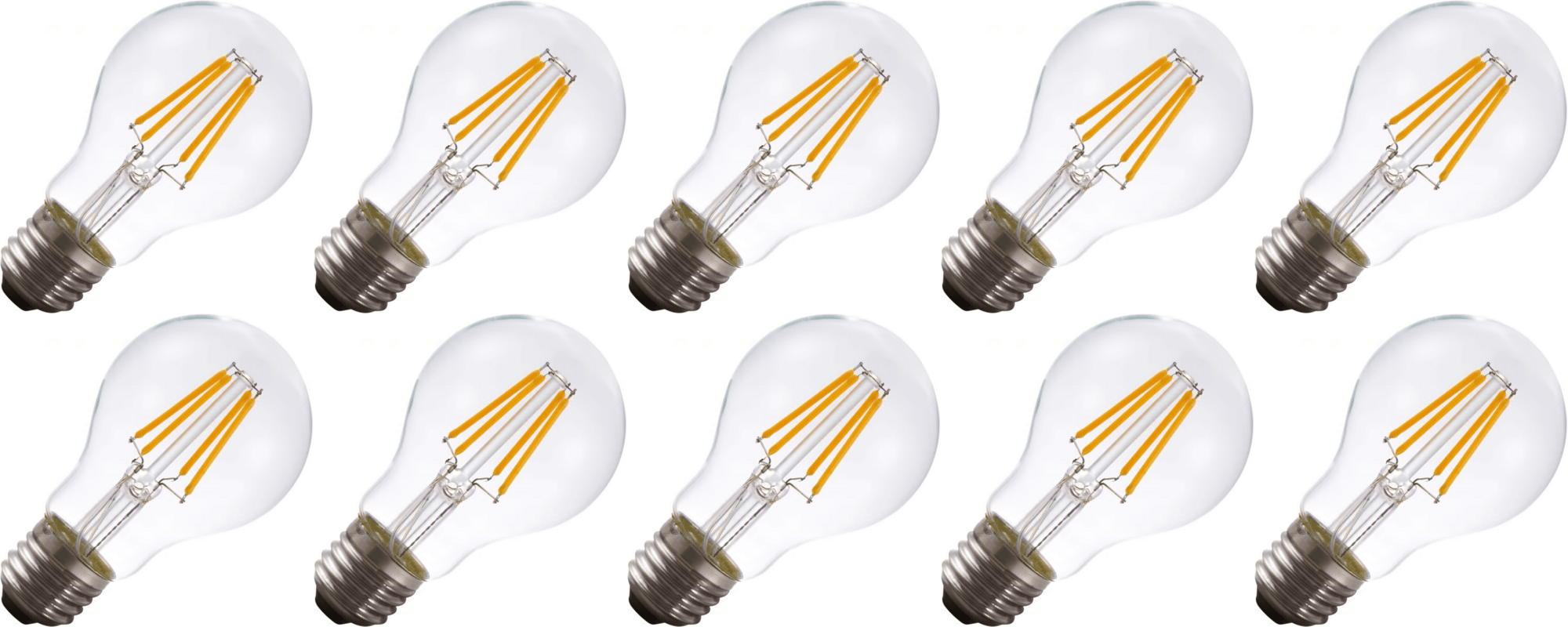Lighto | Filament LED | Gros culot E27 | Lampe standard | Claire | 60mm | 4W | 10 pièces
