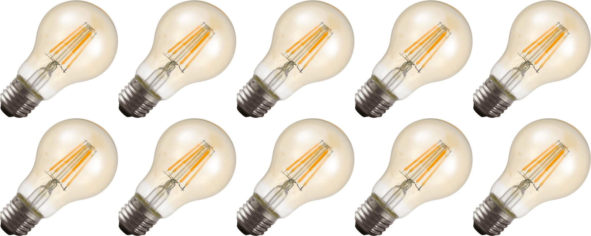 Lighto | Filament LED | Gros culot E27 | Lampe standard | Or | 60mm | 4W | 10 pièces