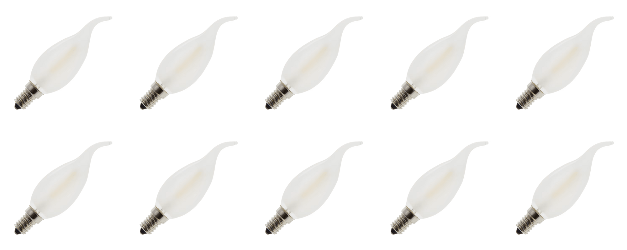 Lighto | Filament LED | Douille petite E14 | Pointe de lampe en forme de bougie | Transparent | 35mm | 2W | Pack de 10