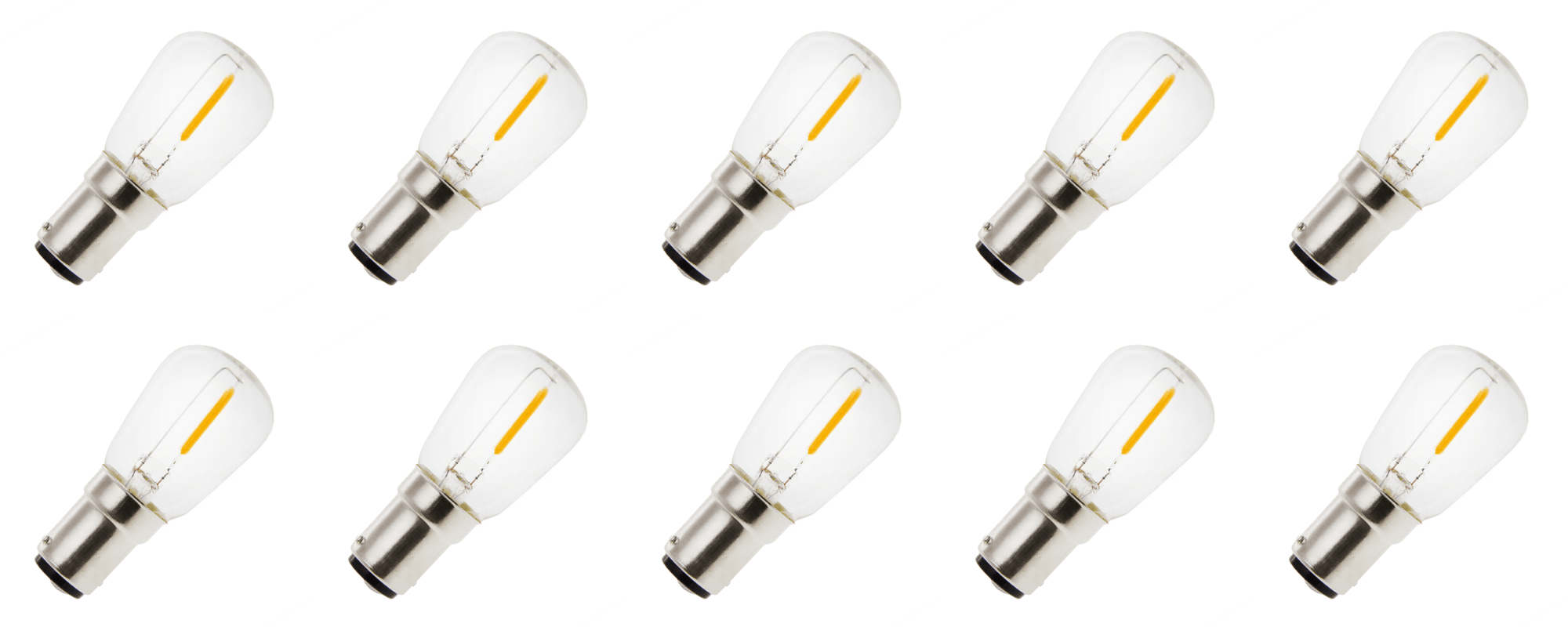 Lighto | Filament LED | Douille Ba15d | Tube lumineux | Transparent | 26mm | 1W | Pack de 10