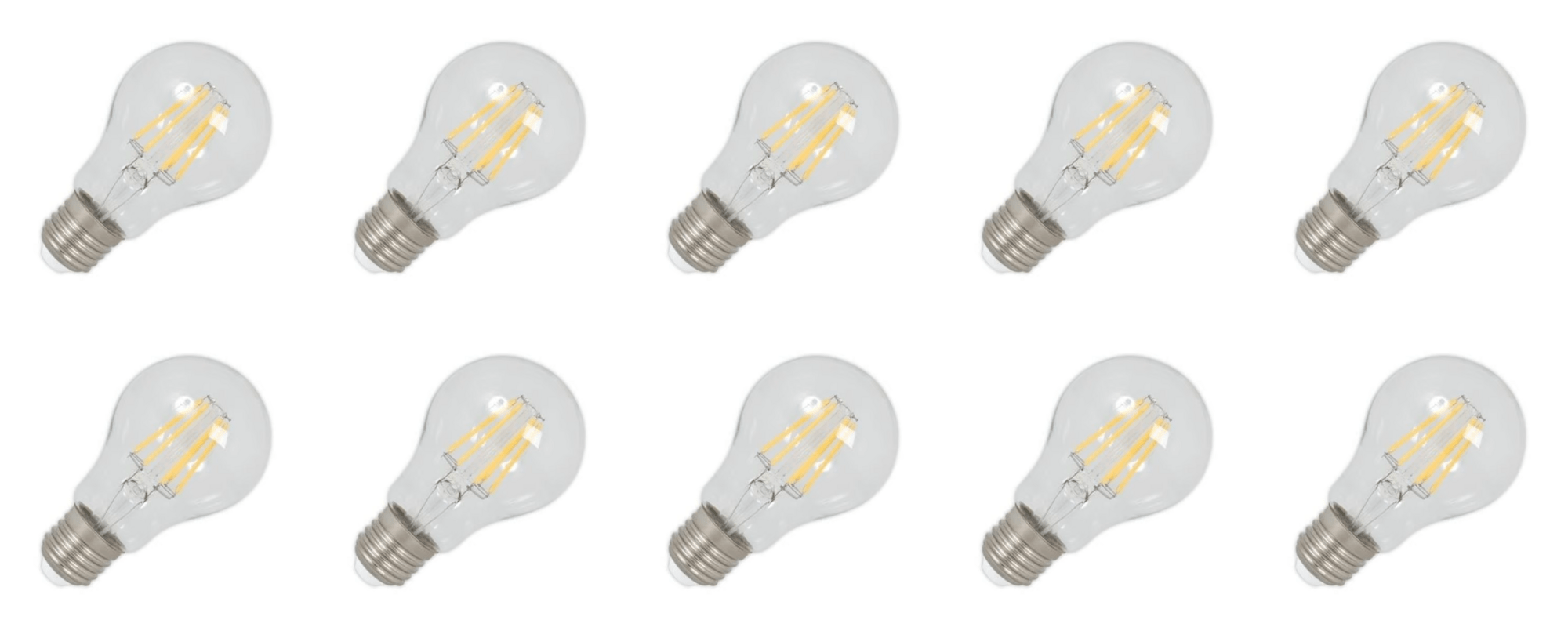 Lighto | Filament LED | Douille petite E14 | Ampoule standard | Claire | 60mm | 6W | Pack de 10
