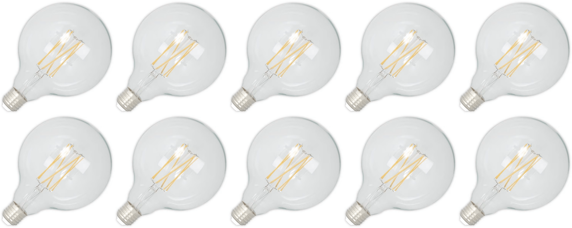 Lighto | Filament LED | Gros culot E27 | Lampe globe | Transparent | 125mm | 4W | Lot de 10