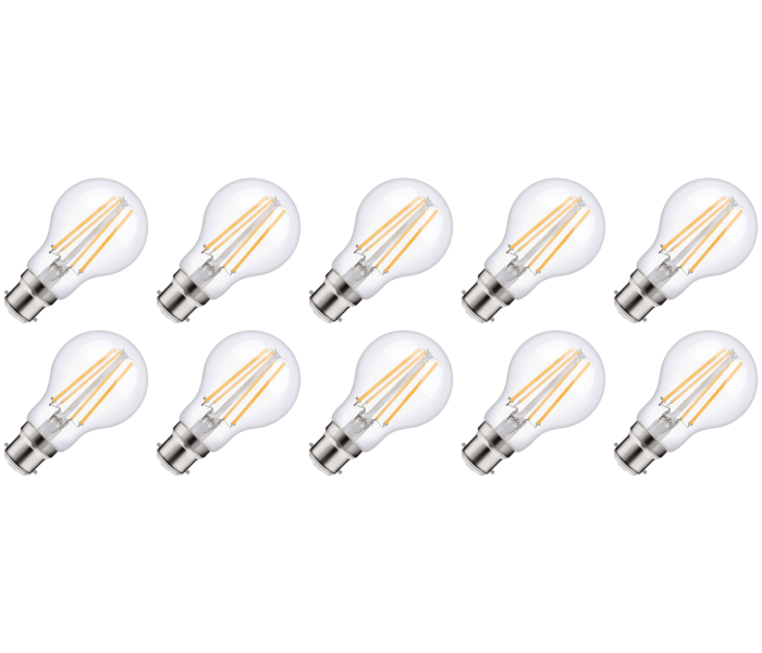 Lighto | Filament LED | Douille à baïonnette B22d | Ampoule standard | Claire | 60mm | 8W | Pack de 10