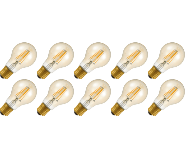 Lighto | Filament LED | Gros culot E27 | Ampoule standard | Or | 60mm | 4W | Lot de 10
