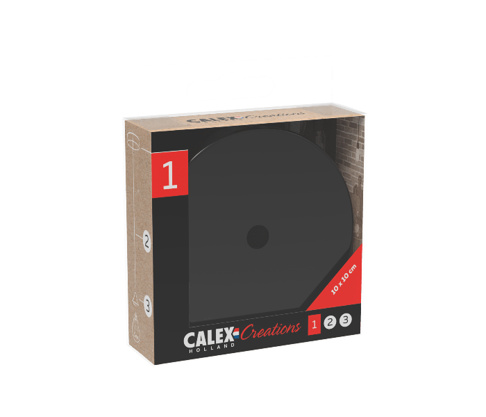 Calex | Metalen plafondplaat | Ø100mm | 1 gat | Mat Zwart