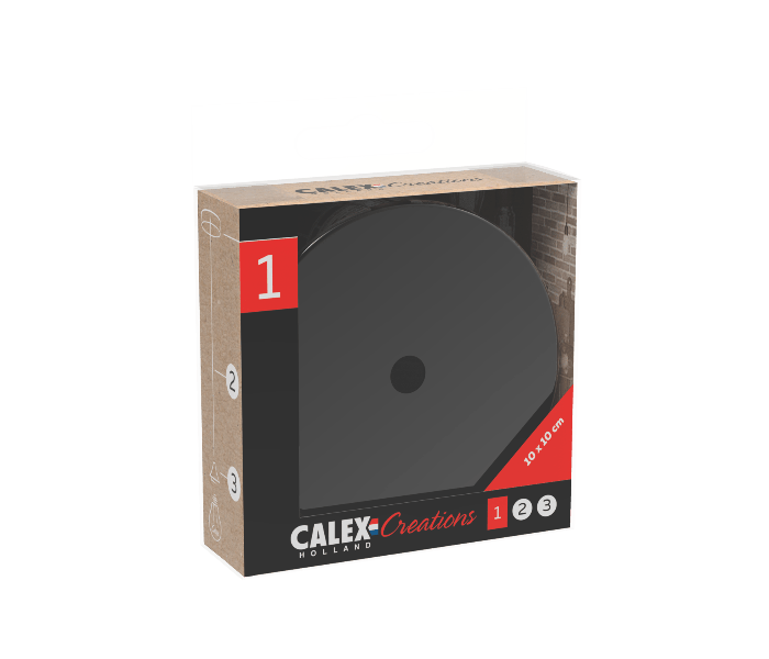 Calex | Metalen plafondplaat | Ø100mm | 1 gat | Glanzend Parel Zwart