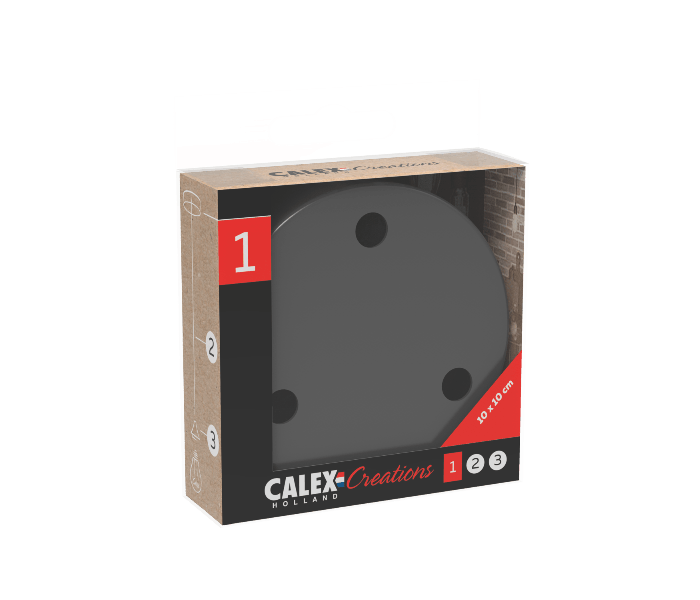 Calex | Metalen plafondplaat | Ø100mm | 3 gaten | Mat Parel Zwart
