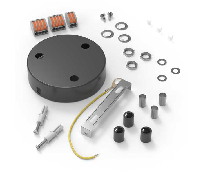 Calex | Metalen plafondplaat | Ø100mm | 3 gaten | Mat Parel Zwart