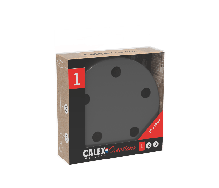 Calex | Metalen plafondplaat | Ø100mm | 5 gaten | Mat Parel Zwart