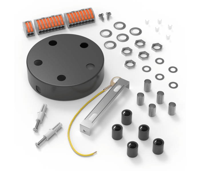 Calex | Metalen plafondplaat | Ø100mm | 5 gaten | Mat Parel Zwart