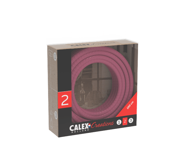 Calex | Textiel omwikkelde kabel | 2x0,75mm² | 1,5M | Roze | 60W