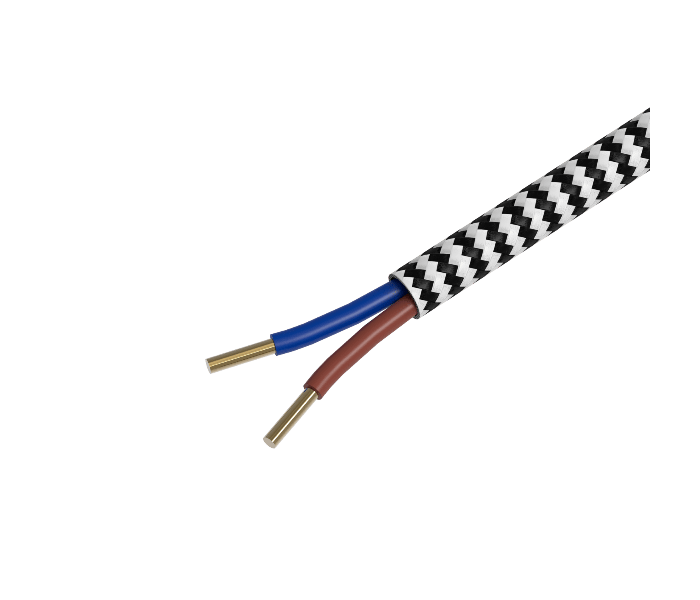 Calex | Textiel omwikkelde kabel | 2x0,75mm² | 1,5M | Zwart/Wit | 60W