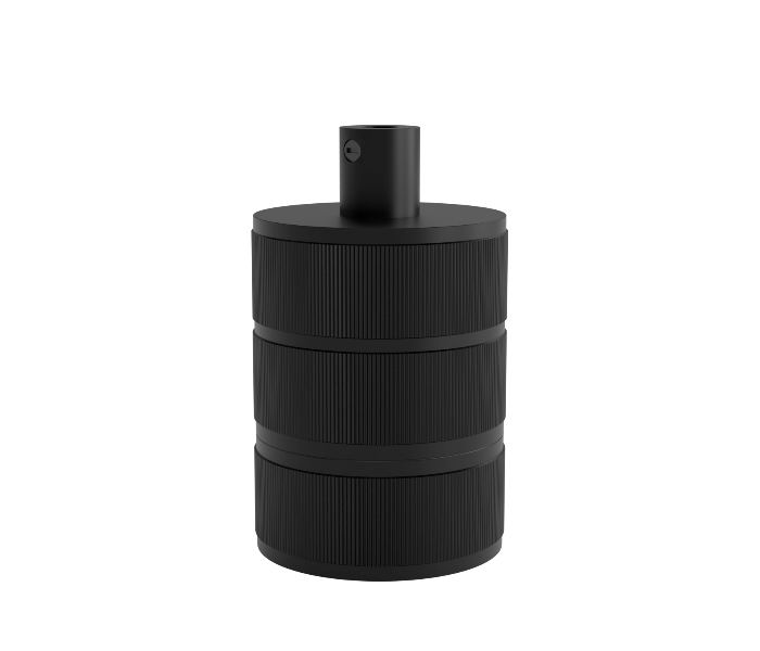 Calex | Lamphouder | E27 fitting | Aluminium | 3-rings model | Mat Zwart | Ronde kabelklem | 60W
