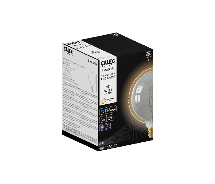 Calex | Smart | E27 fitting | Globe | G125 | Smokey | Recht filament | 7W | Bediening app