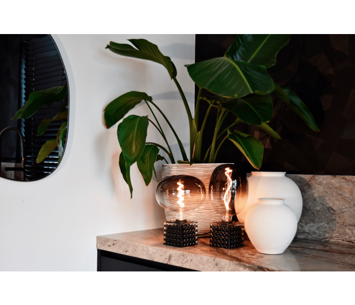 Calex | Tafelarmatuur | Glas | Zwart | E27 fitting