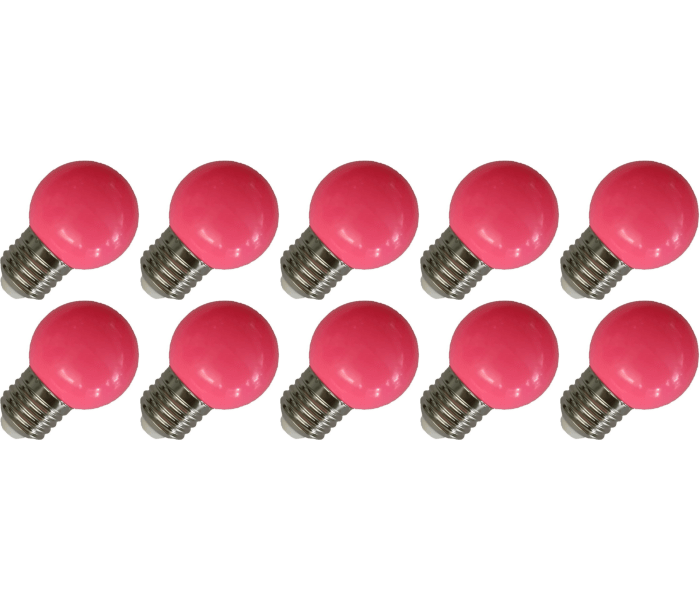 Lighto | Lampe LED | Gros culot E27 | Lampe sphérique | Rose | 45mm | 1W | Lot de 10
