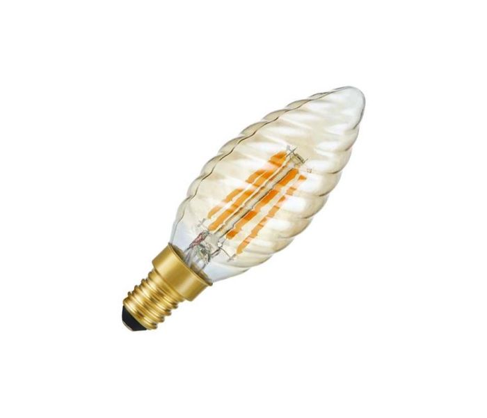 SPL | LED Filament | Kleine fitting E14 | Gedraaide Kaarslamp | Helder | Goud | 4W | Dimbaar