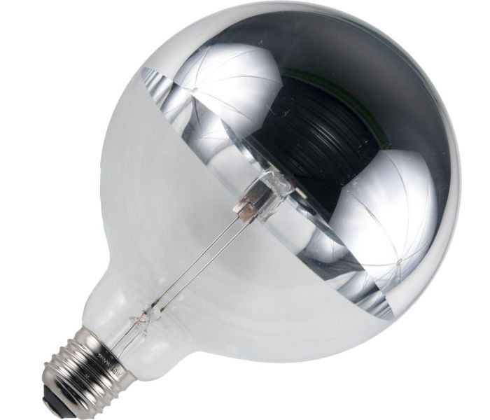 SPL | Ampoule halogène à miroir | Gros culot E27 | Ampoule sphérique | Argentée | 125mm | 42W