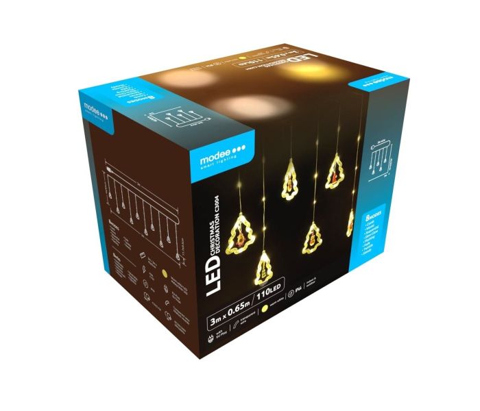 Modee | guirlande lumineuse de Noël LED | 3m | 110 lumières avec 8 modes d'éclairage | IP44 | Lumière blanc chaud