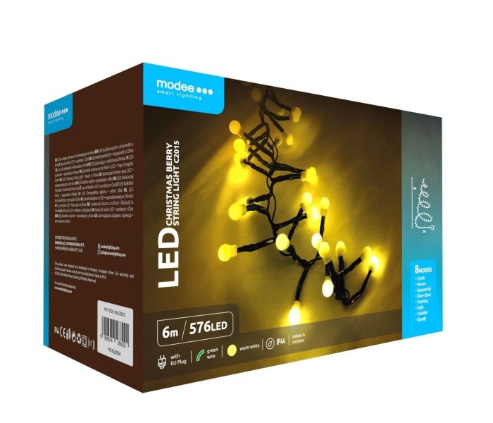 Modee | guirlande lumineuse de Noël LED | 6m | 576 lumières avec 8 niveaux de lumière | IP44 | lumière blanc chaud