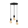 Calex | Retro Suspension | Plaque de plafond Ø400mm | Noir | 3xE27 socket | 2M cordon
