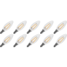 Lighto | Filament LED | Gros culot E27 | Lampe bougie | Claire | 35mm | 2W | Lot de 10