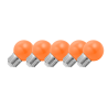Lighto | LED lamp | Grote fitting E27 | Oranje | Kogellamp | 45mm | 1.5W | Dimbaar | 5-pack