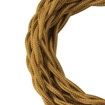 Bailey fabric cable twisted 2-core metallic gold 3m