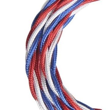 Bailey câble en tissu tourné 3x0,75mm bleu/blanc/rouge 3m