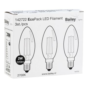 Bailey | 3x LED Ampoule flamme | E14  | 2W