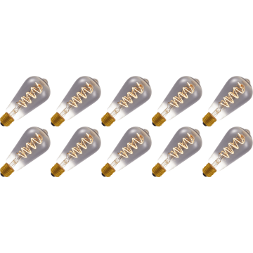 Lighto | Filament LED | Gros culot E27 | Lampe Edison | Noir | 64mm | 4W | Lot de 10