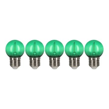 Bailey 5x Ampoule Spherique Vert | LED Filament 0,6W | E27 Plastique