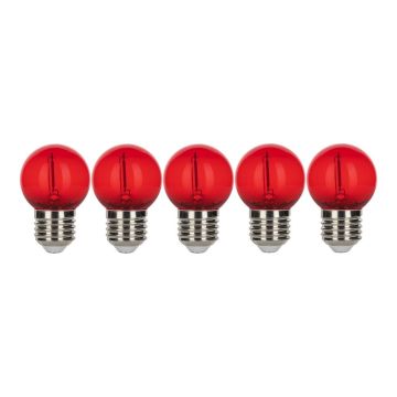 Bailey 5x Ampoule Spherique Rouge | LED Filament 0,6W | E27 Plastique