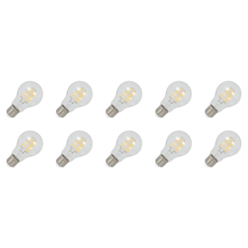 Lighto | Filament LED | Douille petite E14 | Ampoule standard | Claire | 60mm | 6W | Pack de 10