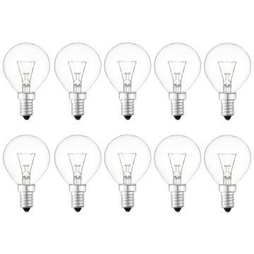 10x Ampoule à Incandescence Sphérique | Petite Culot E14 | 25W Clair