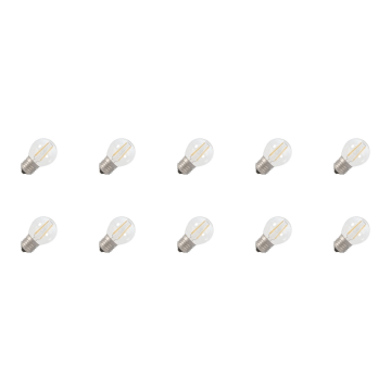 Lighto | Filament LED | Culot petit E14 | Lampe sphérique | Transparent | 45mm | 2W | Lot de 10