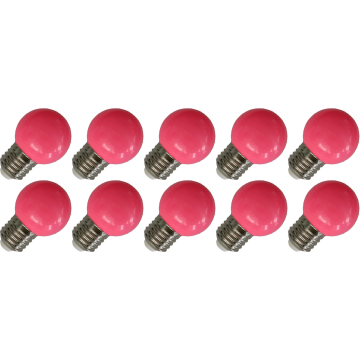 Lighto | Lampe LED | Gros culot E27 | Lampe sphérique | Rose | 45mm | 1W | Lot de 10