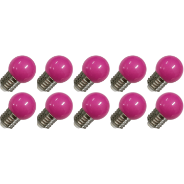 Lighto | Lampe LED | Douille grande E27 | Ampoule sphérique | Violet | 45mm | 1W | Lot de 10