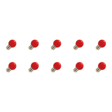 Lighto | Lampe LED | Gros culot E27 | Lampe sphérique | Rouge | 45mm | 1W | Lot de 10