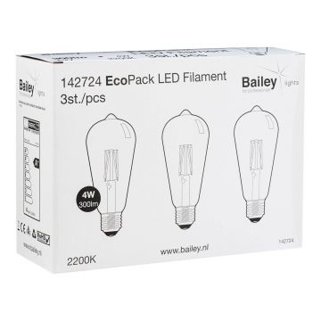 Bailey | 3x LED Ampoule de tube | E27  | 4W