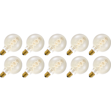 Lighto | Filament LED | Gros culot E27 | Lampe globe | Doré | 95mm | 5W | 10 pièces